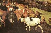 Pieter Bruegel detalj fran hjorden drives drives hem,oktober eller november oil painting